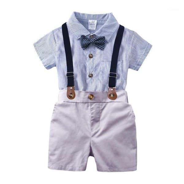 

clothing sets born boys gentleman clothes outfit suit set baby bow tie short-sleeved shirt striped romper infant kid, White