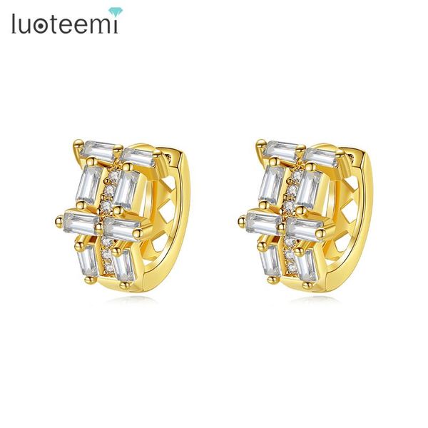 

hoop & huggie luoteemi gold earrings for women oro laminado aretes cubic zirconia russian jewelry 2021 bohemian, Golden;silver