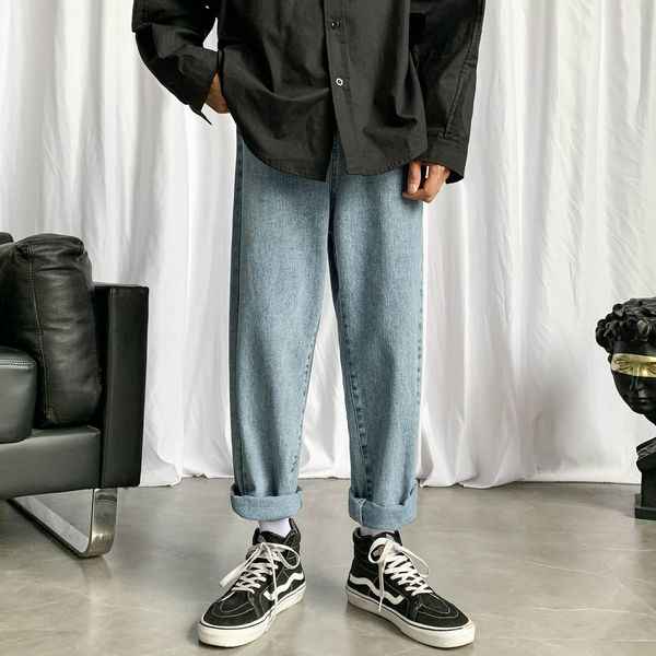 

men's jeans biker denim trousers baggy homme classic style wash black/blue color fashion trend casual pants s-2xl c2xv