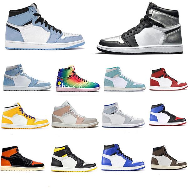 

2021 1s men's and women's basketball shoes 1 piece broken back mocha unc light ash red shdaow outdoor sports size 36-46