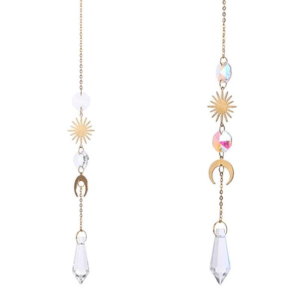 

decorative objects & figurines modern sun moon crystal suncatcher hanging meatal pendant rainbow chaser lighting accessories for home garden