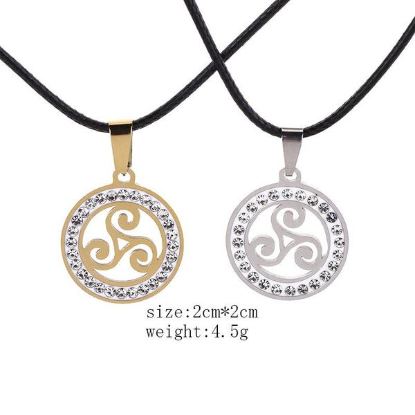 

pendant necklaces selling movie same juvenile wolf triskele round necklace leather chain stainless steel for men jewelry, Silver