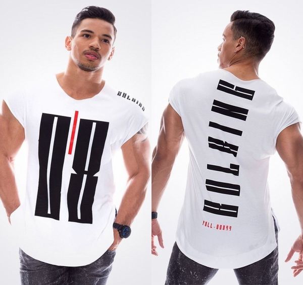 

men's t shirts muscle boys fitness casual fashion cotton short sleeve running basketball print moisture wicking, White;black