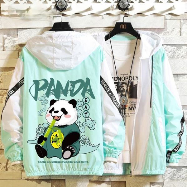 

men's jackets panda print hooded summer jacket men clothing japanese streetwear 3xl 2021 arrivals, Black;brown