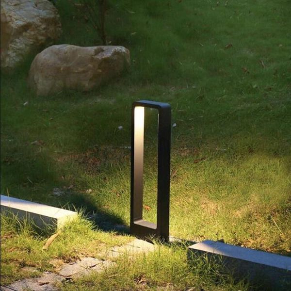

led lawn lamp modern aluminum pillar light outdoor courtyard villa landscape bollards ac85-265v/dc12v wall lamps