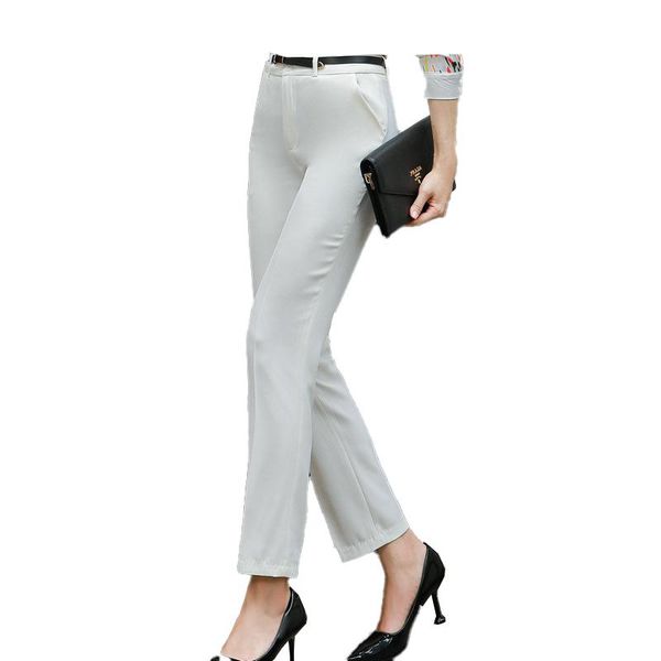 

women's pants & capris spring fall casual fashion women white trousers for ladies pencil slim female elegant formal office work wear ol, Black;white