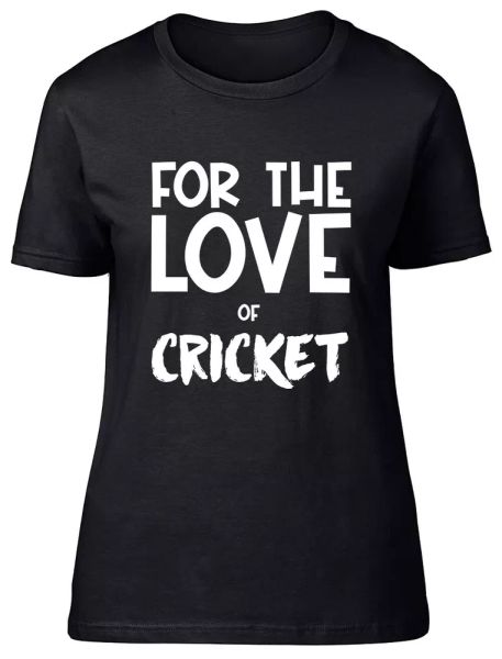 

for the love of cricket fitted womens ladies t shirt, White;black