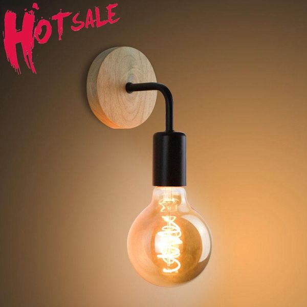 

wood wall lamp vintage sconce lights fixture e27 110v 220v bedside retro industrial decor dining room bedroom light