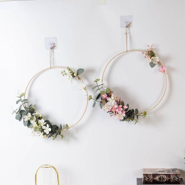 

decorative flowers & wreaths 30cm bamboo ring hanging wreath garland floral handmade metal hoop wedding birthday baby shower decor