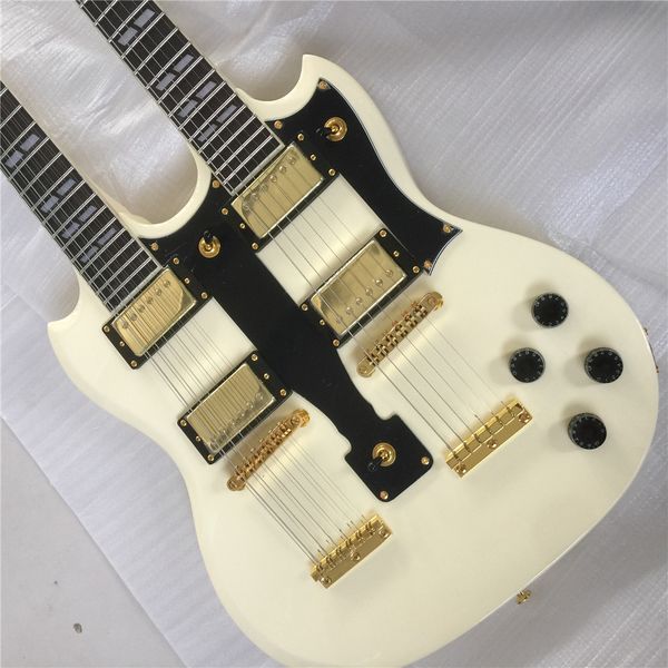

high-quality double-headed electric guitar, factory customized 12 + 6 string yellow. 100% original guitar pictures, good