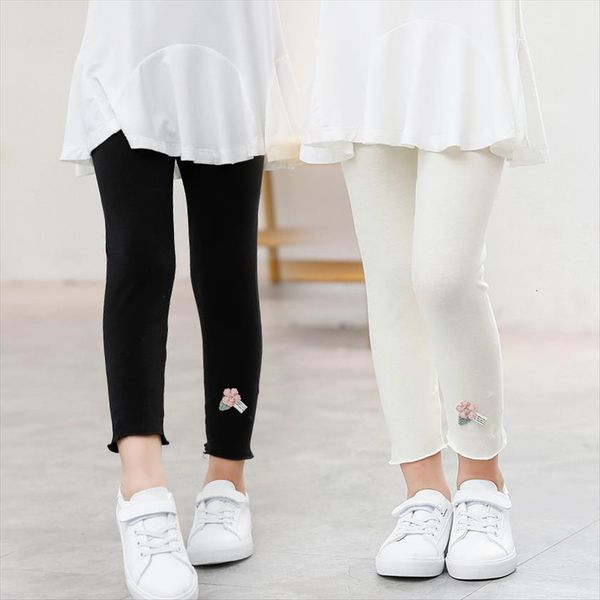 

kids leggings for girls pants solid color with flowers children under clothing spring autumn all matches bottoms, Blue