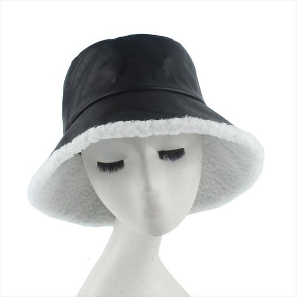 

panama winter hat waterproof faux leather bucket warm fleece lambswool fisherman casual fashion hip hop caps, Blue;gray