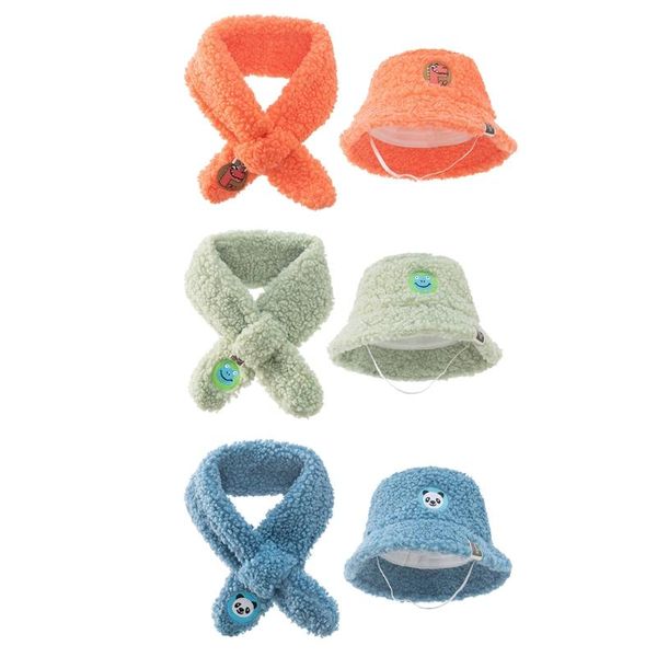 

caps & hats 97be cute baby hat scarf set autumn winter lamb wool boys girls bucket solid color children infant toddler polar fleece, Yellow