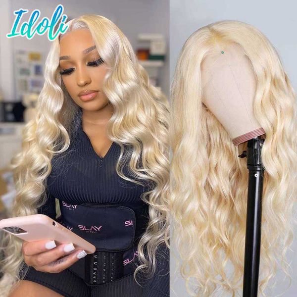 

lace wigs remy 613 honey blonde front wig body wave frontal 13x6 brazilian 180 density lemoda human hair, Black;brown