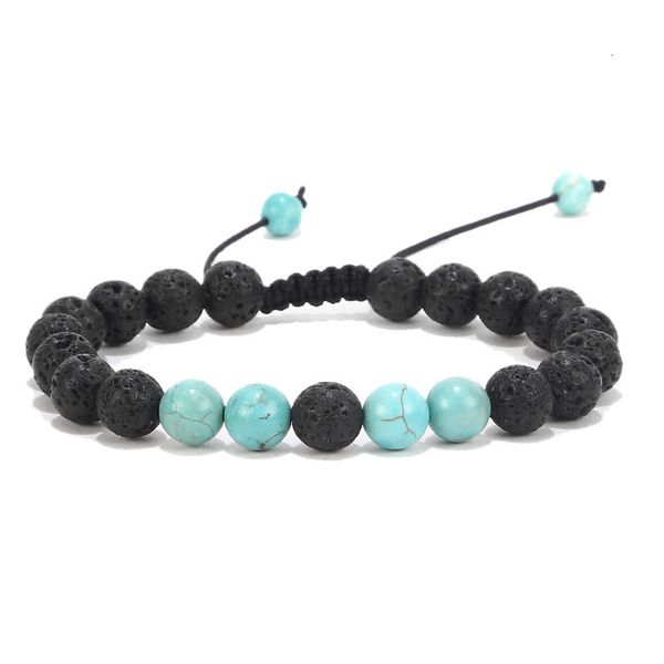 

bracelet 8mm white pine volcanic rock adjustable, Golden;silver