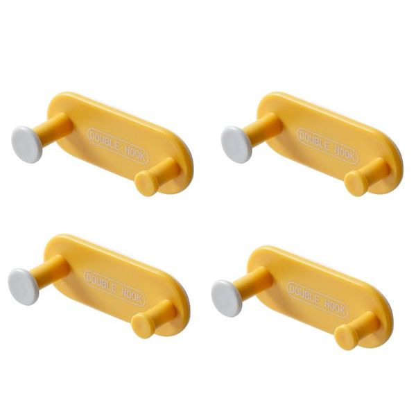 

hooks & rails 4pcs/pack bathroom storage multi purpose double towel hook strong bearing wall mount self adhesive space saving dual holder ro