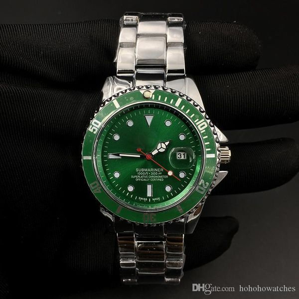 

luxury watch men's watches oyster datejust green dail wristwatches stainless steel strap quartz movement automatic calendar, Slivery;brown