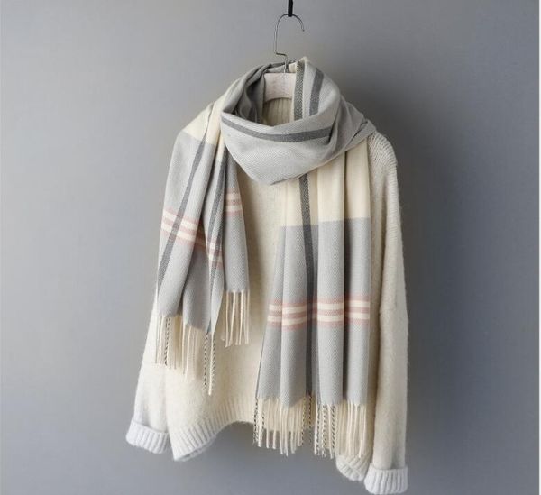

scarves autumn winter female wool scarf women men cashmere wide lattices long shawl wrap blanket warm tippet drop ship, Blue;gray