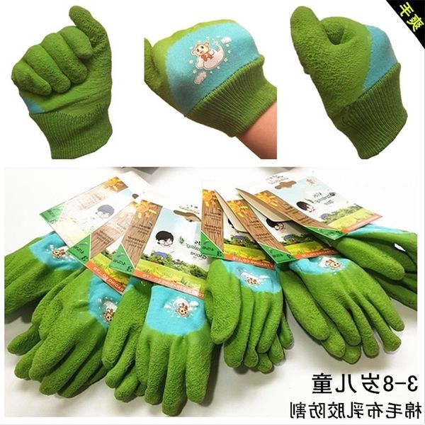 

children's gardening gloves latex anti-skid labor protection outdoor bamboo shoot digging and building block protective, Black