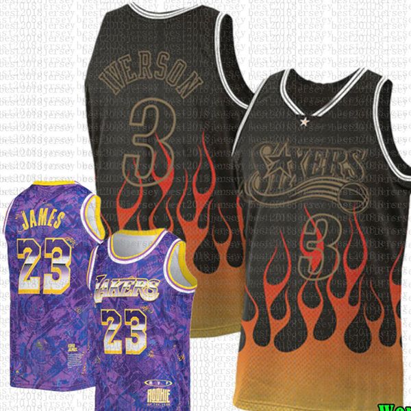 

allen 3 iverson lebron 23 james basketball jersey mvp purple select series philadelphia 76er los angeles lakers kobe 24&, Black;red