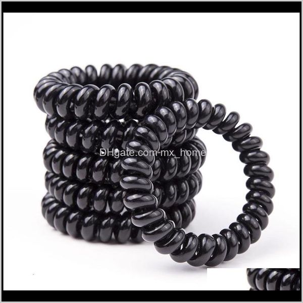 5 cm Telefondraht Kabel Krawatte Mädchen Kinder elastische Haarbänder Ring Seil schwarz Farbe Frauen 55 gml Za3Tv
