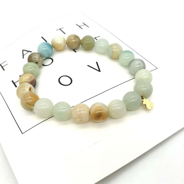 

cub fashion bracelet with 8mm flower stone and titanium steel for men women, Black