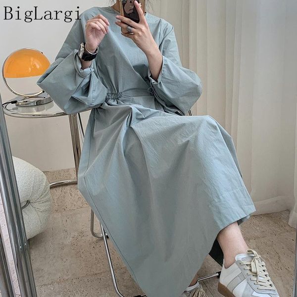 

casual dresses women korean style long sleeve dress spring autumn woman loose mujer femme ladies vestido cotton 2021, Black;gray