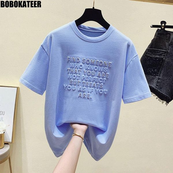 Harajuku Übergroßen T Shirt Frauen Kleidung Kurzarm Sommer Tops Frau Lange T-shirt Stereoskopischen Gedruckt Plus Größe Weiß 2021 Frauen