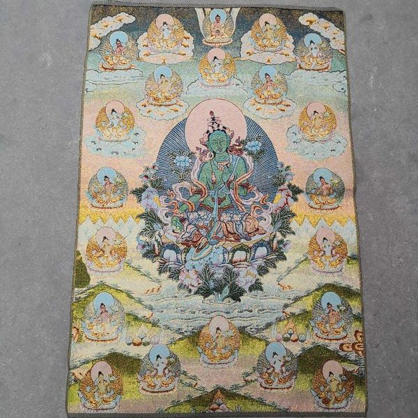 

other arts and crafts green tara thangka brocade embroidered su banner