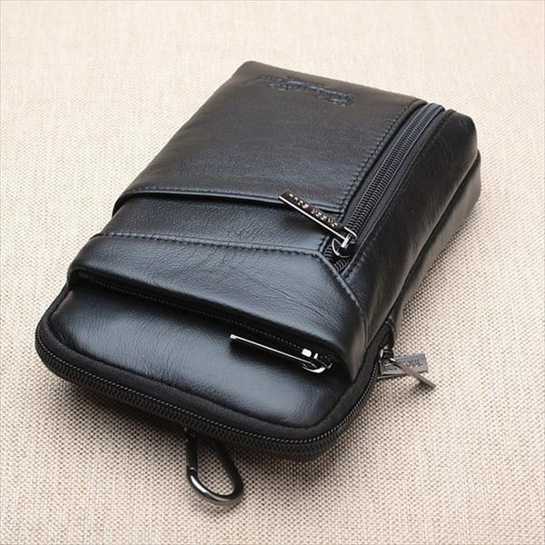 

genuine leather belt waist small fanny pack wallet bag men travel phone pouch shoulder messenger crossbody bags for male