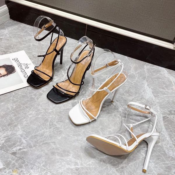

high heel sandal for women clear shoes 2021 summer ankle strap large size flip flops platform high-heeled stiletto girls low big sandals, Black