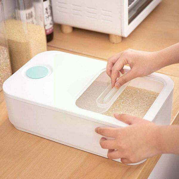 

storage bottles & jars household kitchen transparent push-pull rice bucket insect-proof grain box sealed grains durable st o0h1