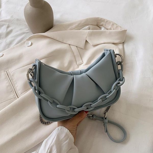 

totes qyahlybz band bag 2021 pleated chain underarm shoulder summer purple blue white female handbags for women