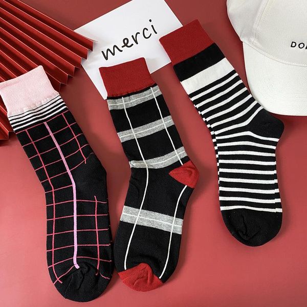 

funny happy harajuku striped kawaii autumn winter couple cotton socks casual korean gifts for men fashion women fuzzy sock & hosiery, Black;white