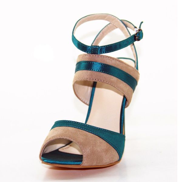 

sandals olomm's ankle-belt woman stiletto high-heel shoes peep toe charm green office and more size 4-.5 pjtk, Black