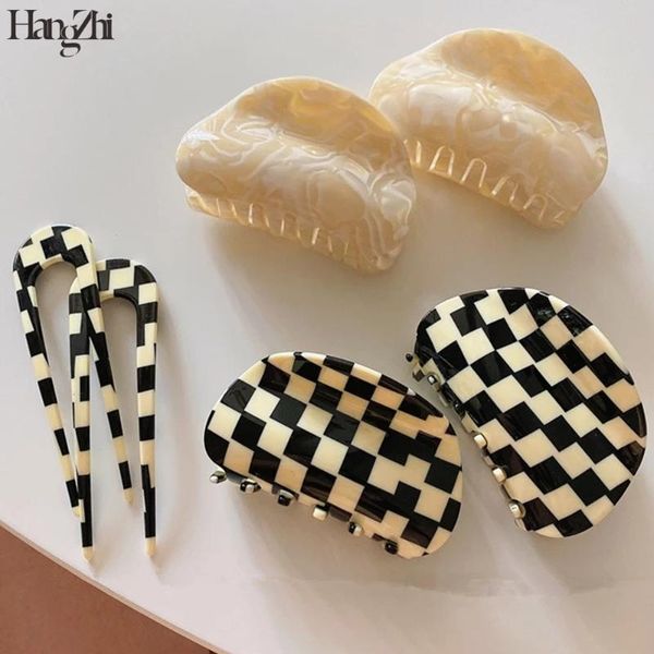 

hair clips & barrettes hangzhi 2021 vintage black and white stitching hairpins ladies hairgrip headwear for women jewelry accessories, Golden;silver