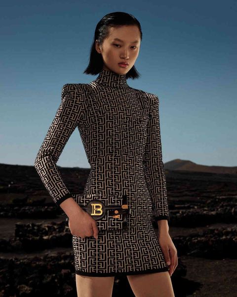 

casual dresses black full sleeve jacquard mini bandage celebrity designer fashion evening party hnxm, Black;gray