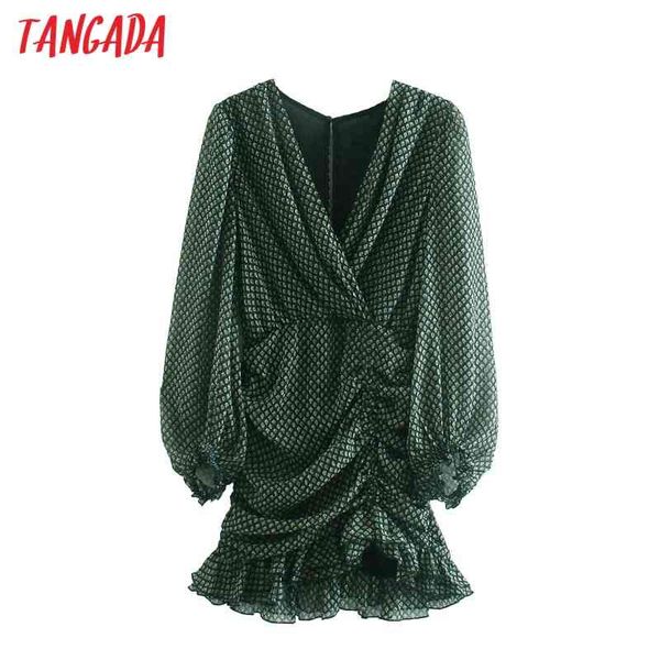 

fashion women flowers print ruffles v neck arrival long sleeve ladies dress vestidos 3h122 210416, Black;gray