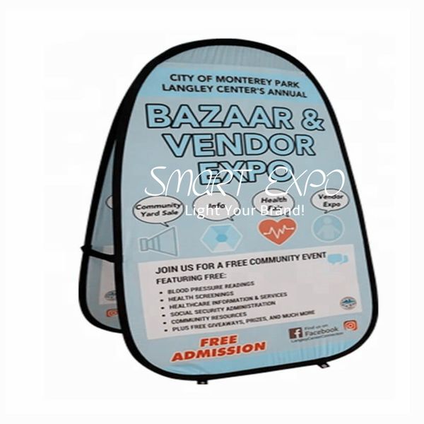 Insegna pubblicitaria verticale pop-up con cornice ad A, larghezza 73 x altezza 90 cm, con borsa da trasporto portatile per banner stampato personalizzato