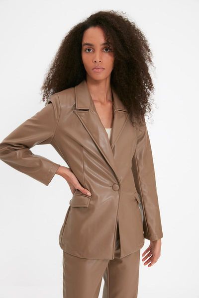 

women's jackets trendyol kemerli ceket twoaw22ce0326, Black;brown