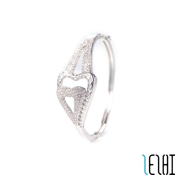

charm exquisite eternal love diamond wedding jewelry sets s925 silver plating engraved heart ice up bnagle set fashion bridal forever promis, Slivery;golden