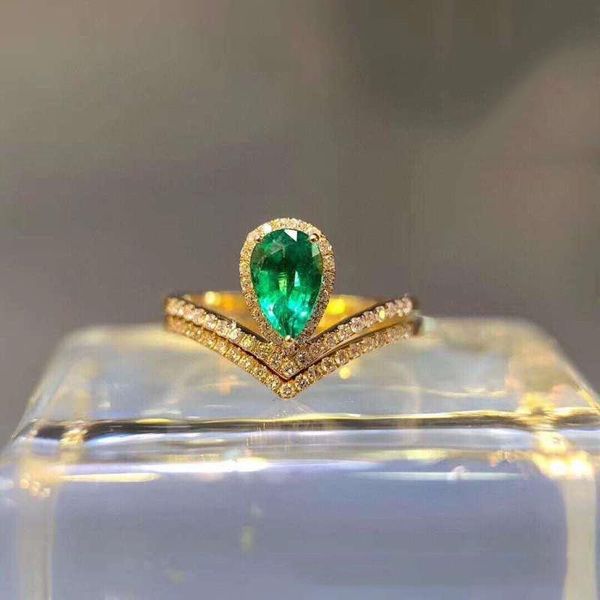 

cluster rings mlkenly 2 pcs emerald 925 sterling silver wedding ring set for women round cut 5*7 cz engagement, Golden;silver
