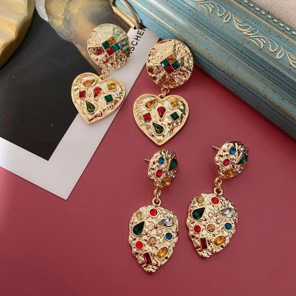 

dangle & chandelier wholesale retro baroque color rhinestone relief gold fashion earrings, Silver