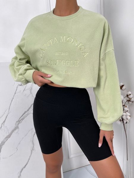 

letter embroidery drop shoulder sweatshirt u86i#, White;black