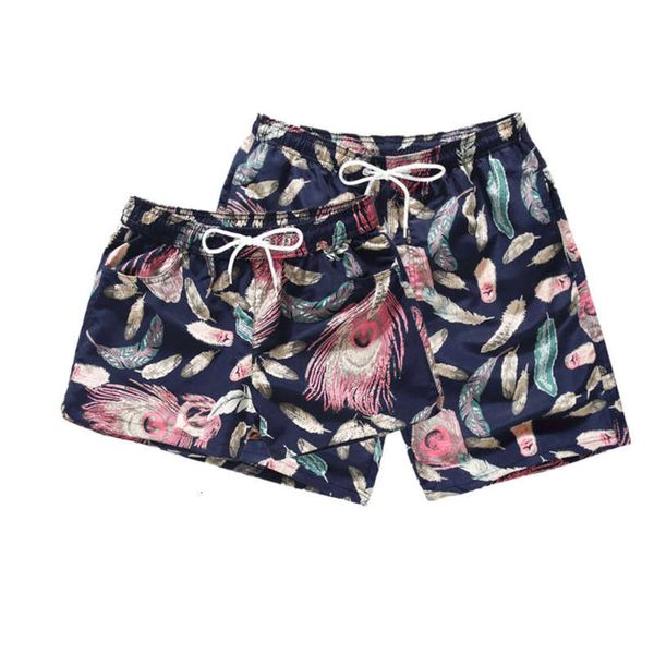 

quick swimwears feather men's dry beach pants capris lovers swimming trunks print casual shorts