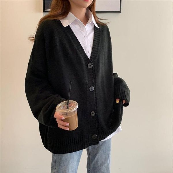

women's knits & tees knitted sweater women slim v neck cardigan female knitwear outerwear solid autumn korean style all match streetwea, White