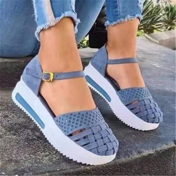 

sandals fashion women hollow out summer flat heels female casual sewing shoes platform ladies sandalias, Black