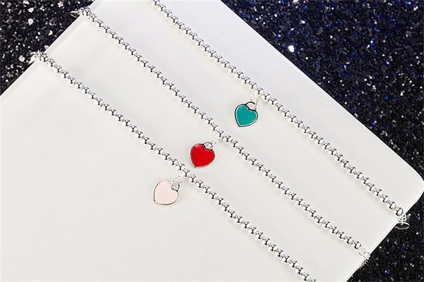

S925 silver peach love enamel Buddha Bead Heart Bracelet