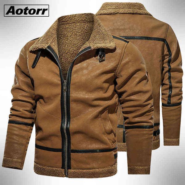 Giacche da uomo invernali Cappotti Giacca in pelle retrò Giacca da motociclista da uomo Foderato in pelliccia Cappotto caldo Cappotto in velluto Pelliccia di marca Plus Size Y1109