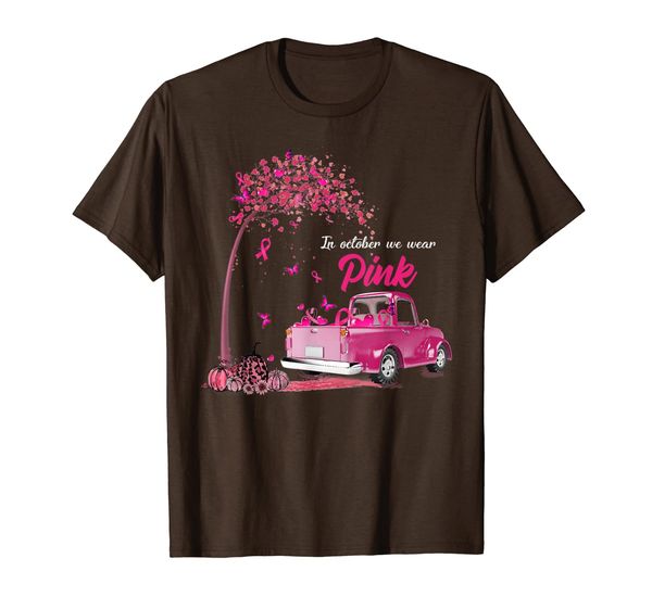 

in october we wear pink truck breast cancer awareness t-shirt, White;black
